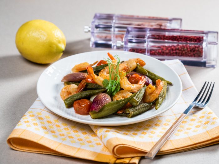 Warm Okra and Shrimp Salad