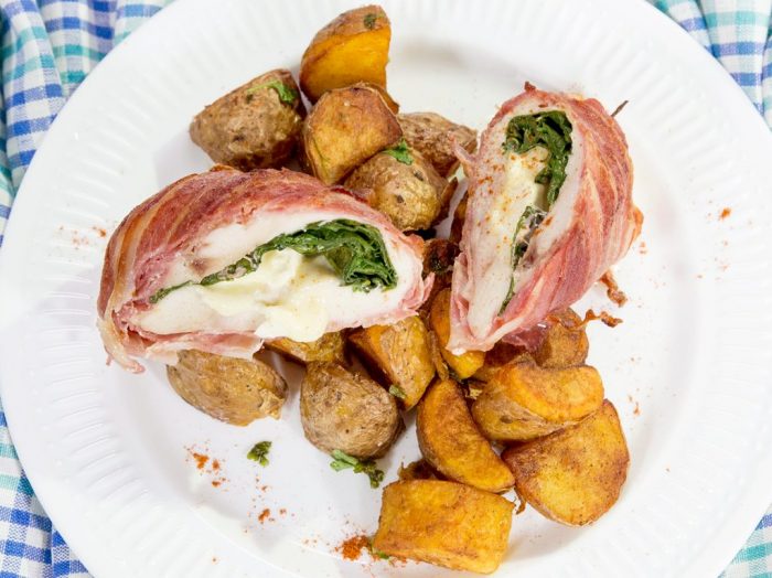 Bacon-Wrapped Cheesy Chicken Breast with Potatoes