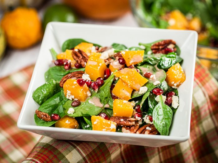 Roasted Squash, Spinach and Walnut Salad