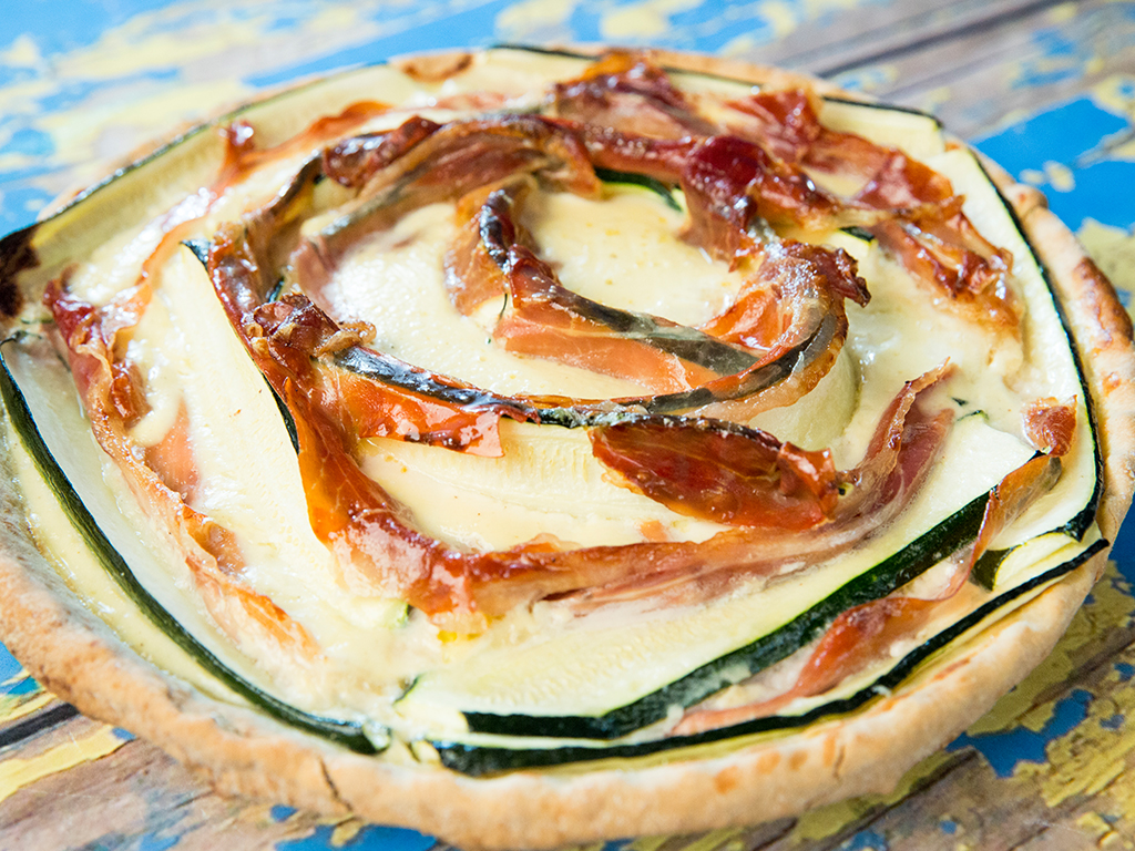 Cheesy Zucchini and Prosciutto Tart
