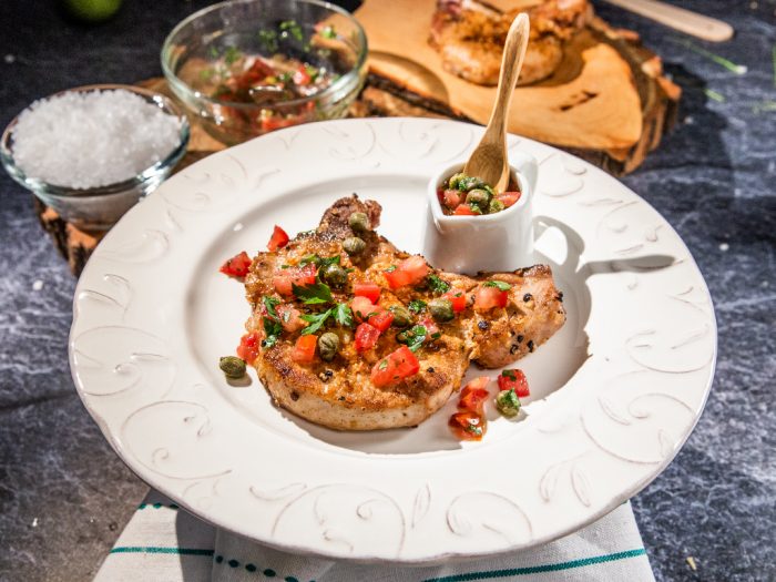 Pork Chops with Tomato and Caper Sauce