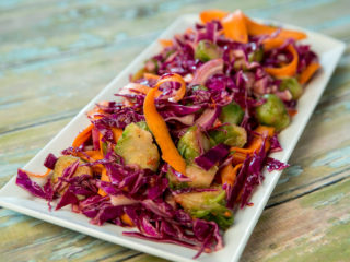Red Cabbage and Brussels Sprout Hot Salad