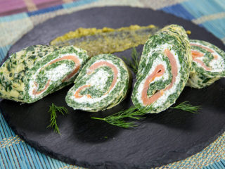 Cheesy Smoked Salmon Spinach Rolls