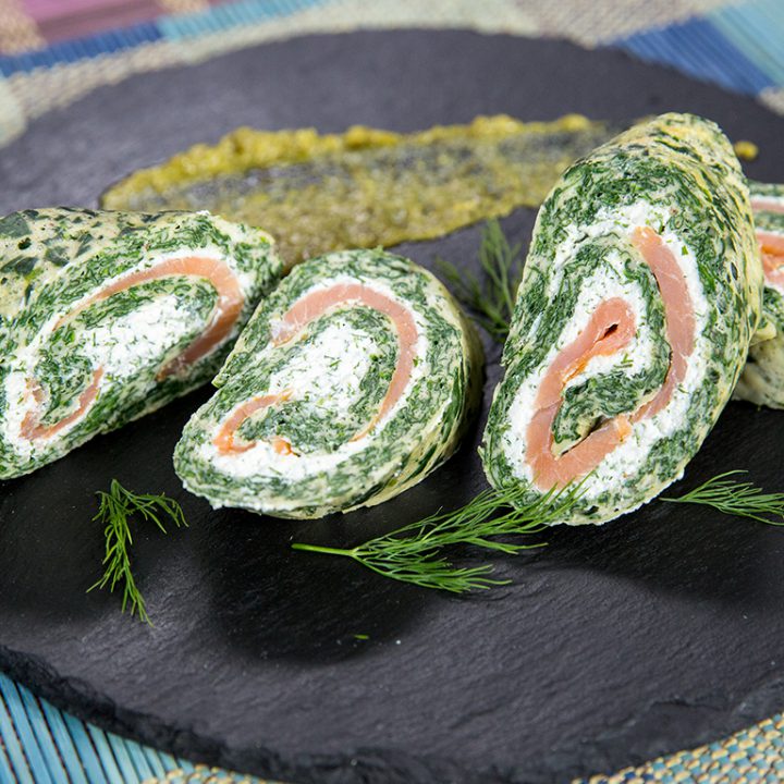 Cheesy Smoked Salmon Spinach Rolls