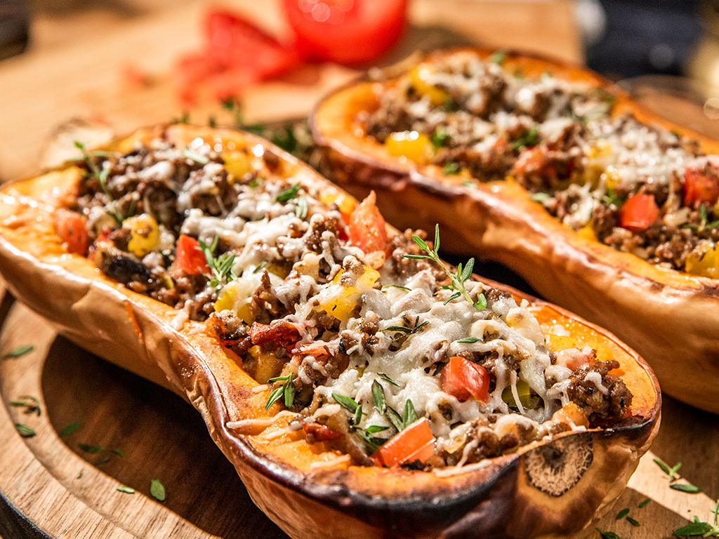 Ground Beef Stuffed Squash