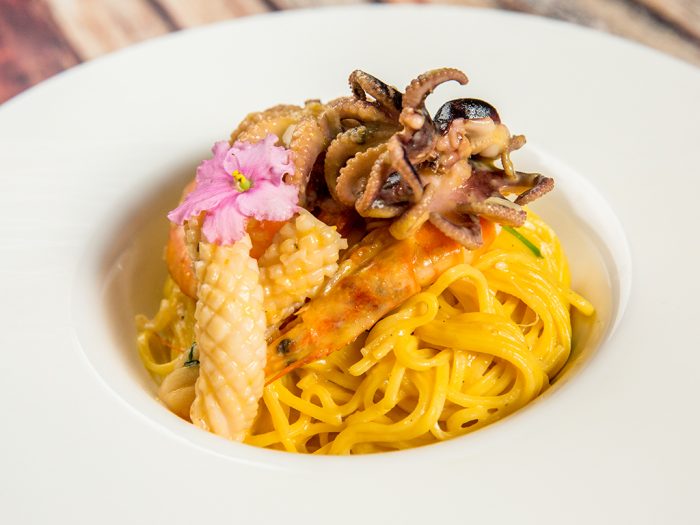 Angel Hair Pasta with Seafood and Squash