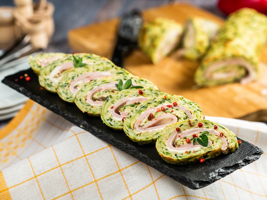 Zucchini, Ham and Cheese Roll