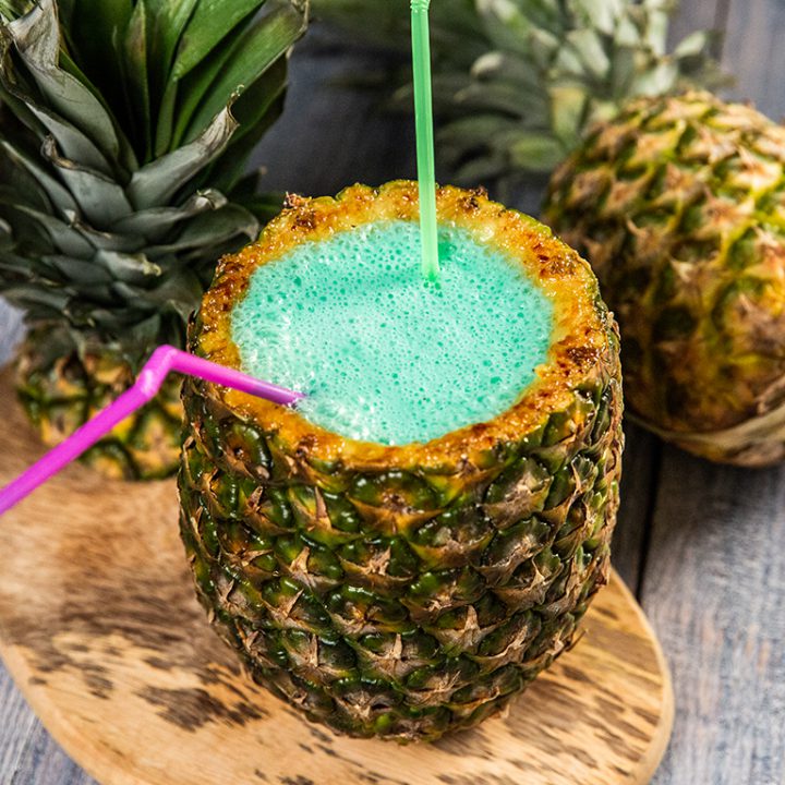 Pineapple and Blue Curacao Hawaiian Cocktail