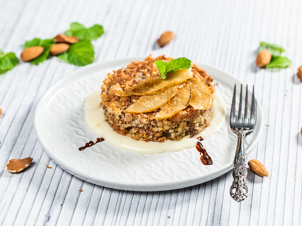 Almond Crumble Topped with Pears