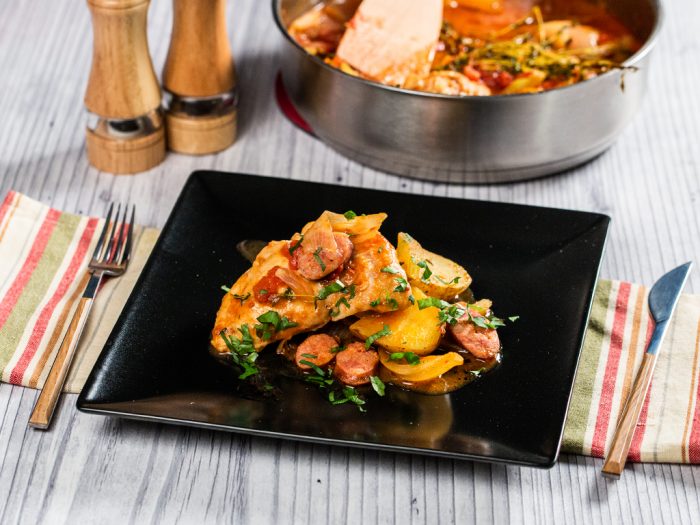 One-Pot Chicken Thighs with Chorizo and Potatoes