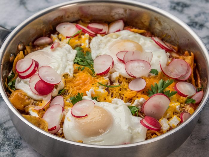 Extra-Cheesy Chilaquiles with Fried Eggs