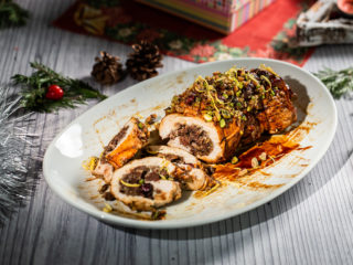 Turkey Breast Roll with Sausage and Cranberry Stuffing