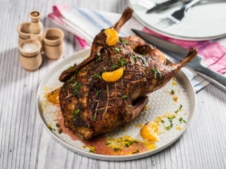 Spicy Clementine-Stuffed Roasted Duck