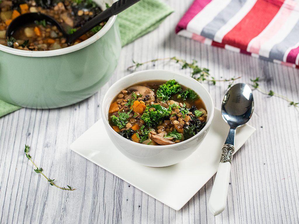 Potato, Mushroom, and Lentil Soup
