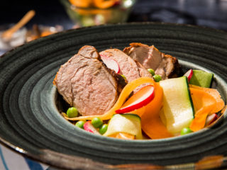 Roasted Pork Tenderloin with Carrot and Zucchini Salad