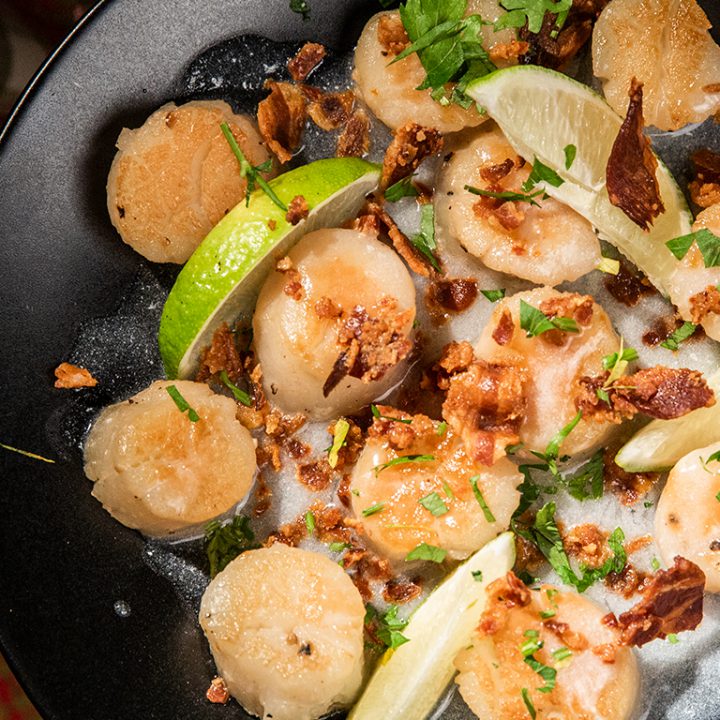 Lemony Ghee Scallops with Bacon