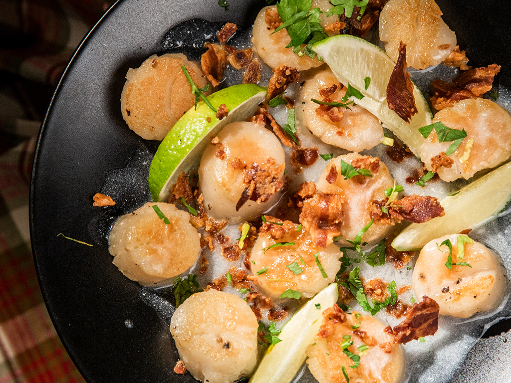 Lemony Ghee Scallops with Bacon