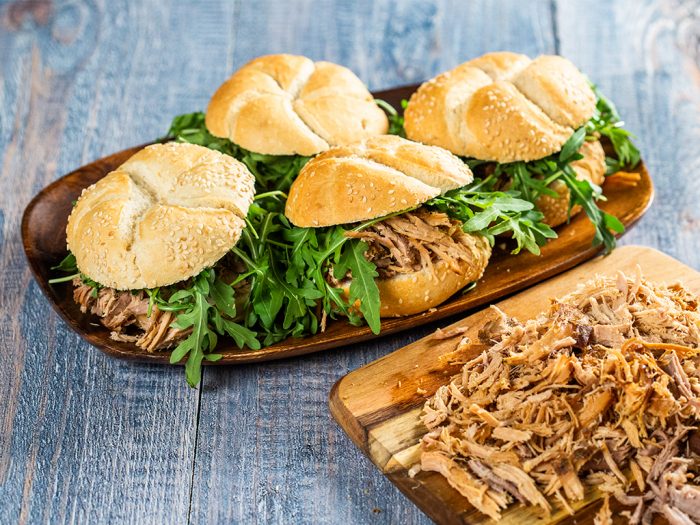 Pulled Pork Sandwiches with Arugula