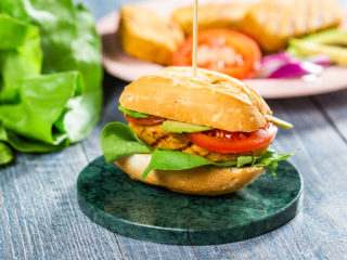 Carrot and Chickpea Bread Roll Sandwich
