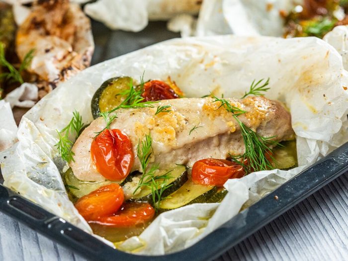 Chicken Breast en Papillote With Vegetables