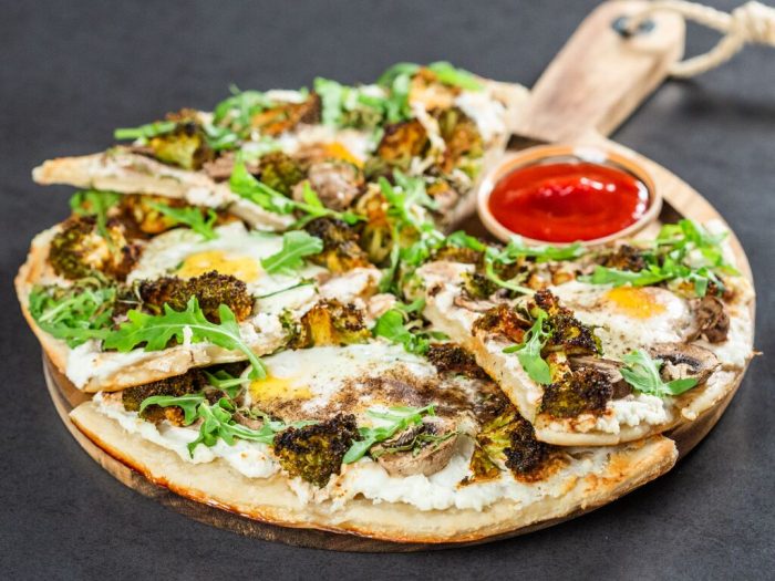 Sunny-Side-Up Pizza with Mushrooms