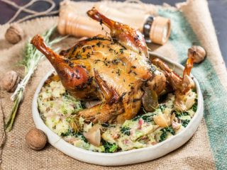 Stuffed Chicken with Vermouth and Bacon Mashed Potatoes