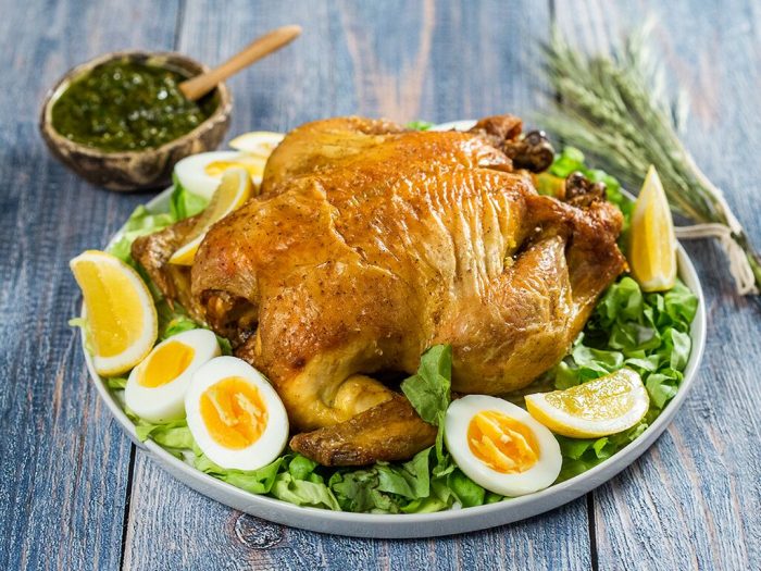 Roast Chicken with Minty Green Sauce