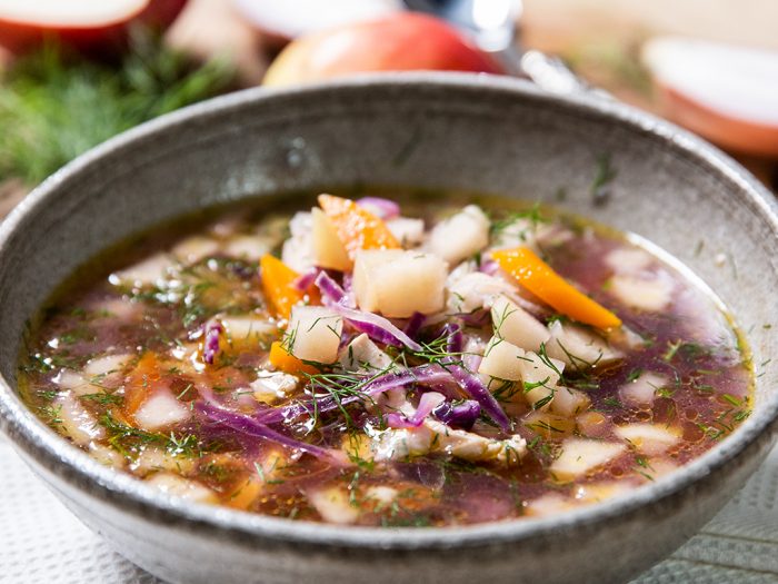 Apple and Red Cabbage Chicken Soup