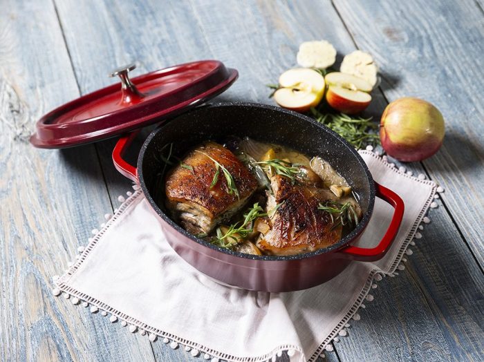 Braised Pork Belly with Apples and Onions