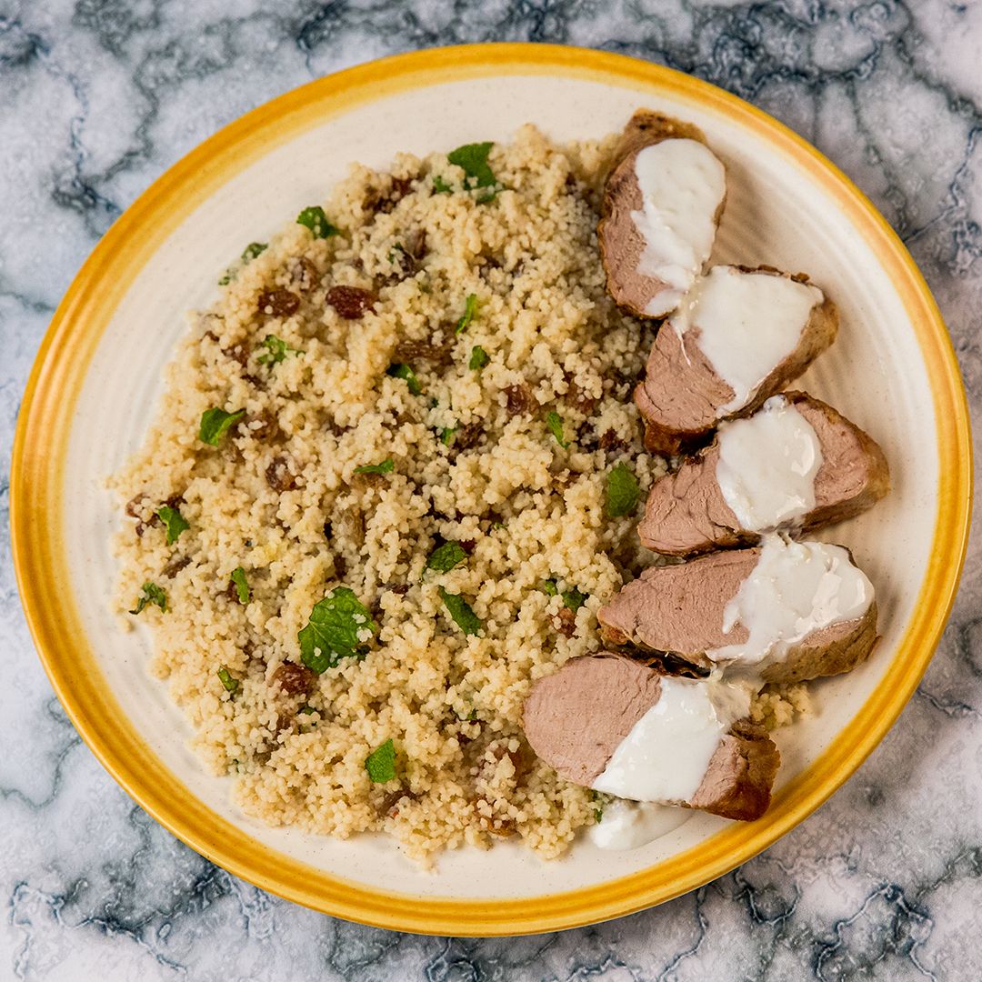 Fried-and-Baked-Pork-Tenderloin-with-Couscous