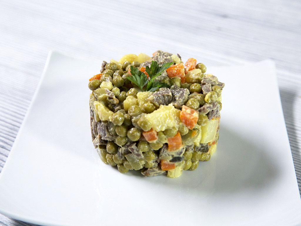 Potato and Beef Salad with Pickles and Mustard