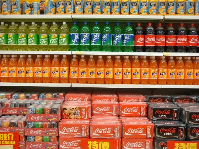 Soft drinks in supermarket