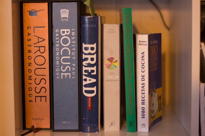 Cookbooks on a shelf