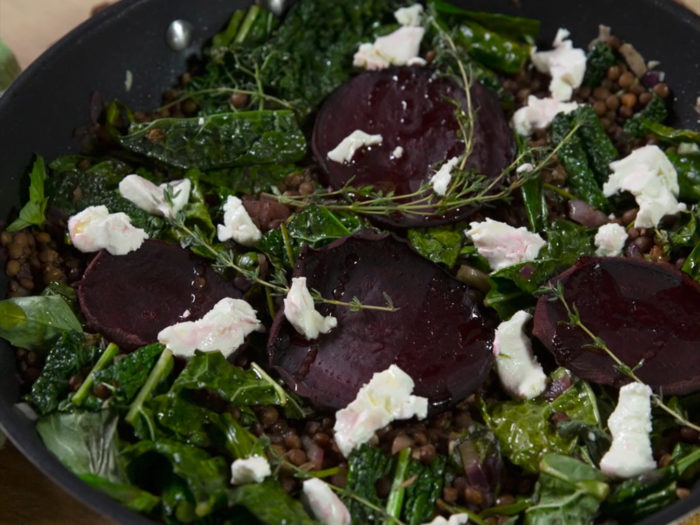 Baked Beetroot with Kale and Lentils