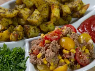 Spicy Baked Potatoes with Tuna Salad